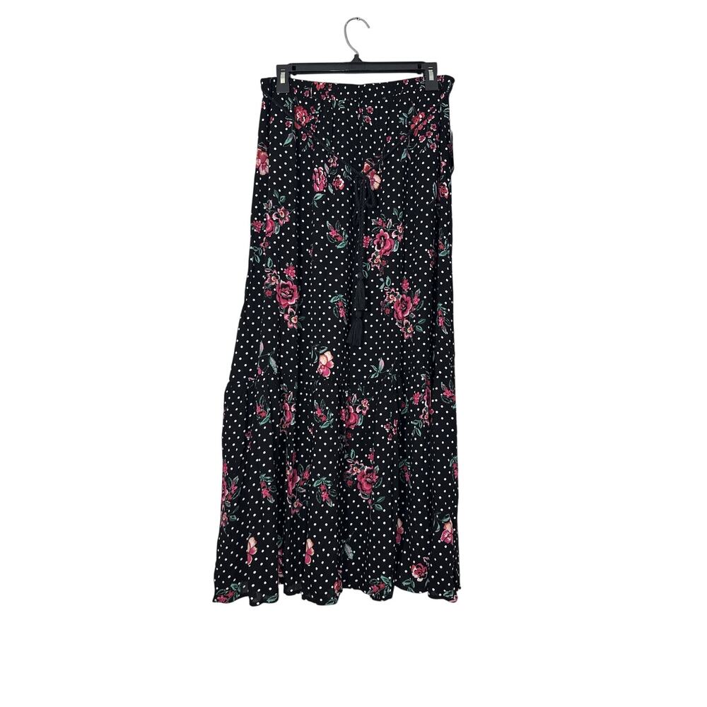 ROBERT LOUIS Black Floral Tiered Skirt L & XL NWT